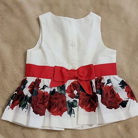 JANIE AND JACK WHITE WITH RED ROSES PEPLUM TOP, SIZE 18-24 MONTHS, NEW! - Picture 5 of 5